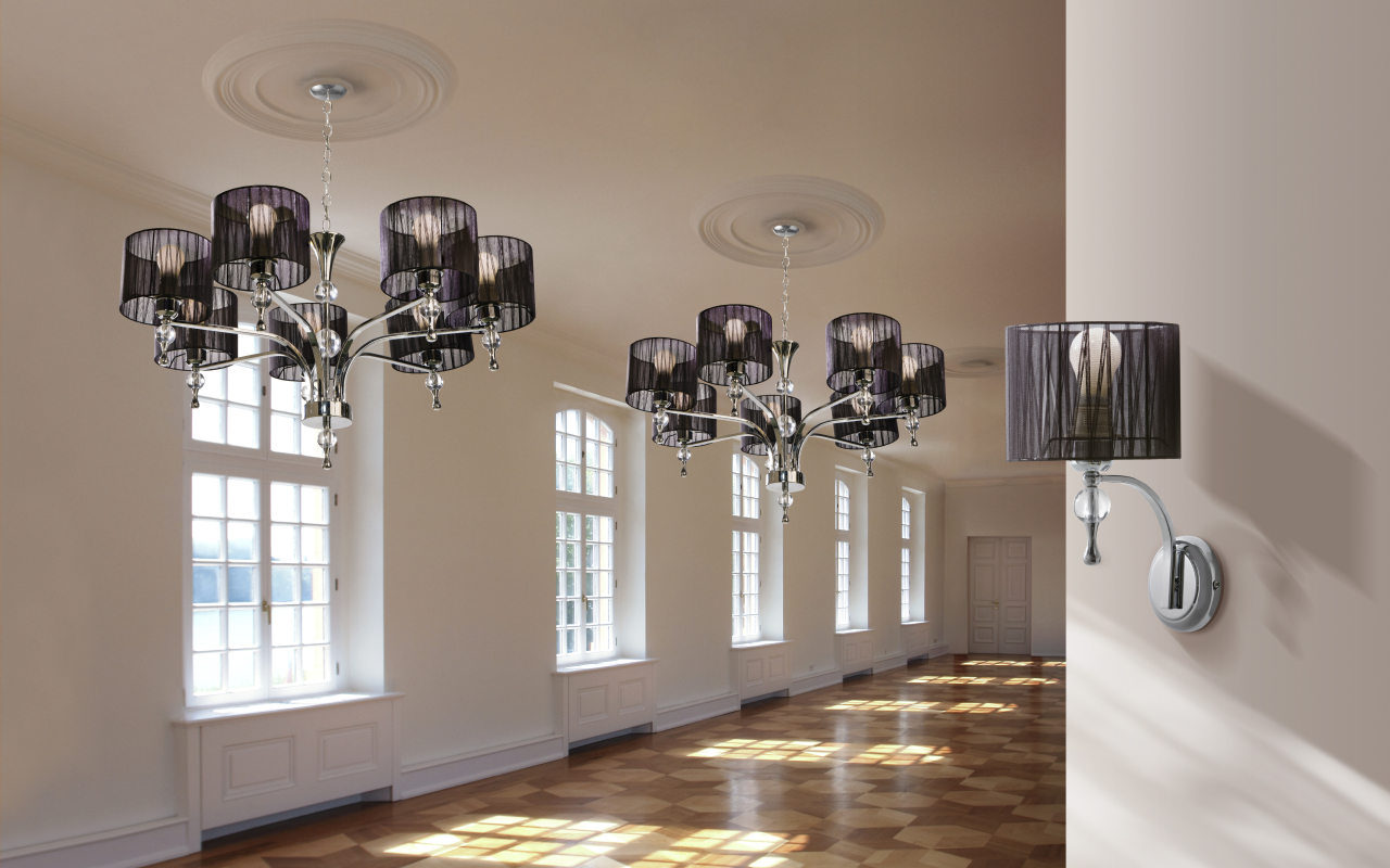 aplica perete IMPRESS negru crom E27 Azzardo [2]