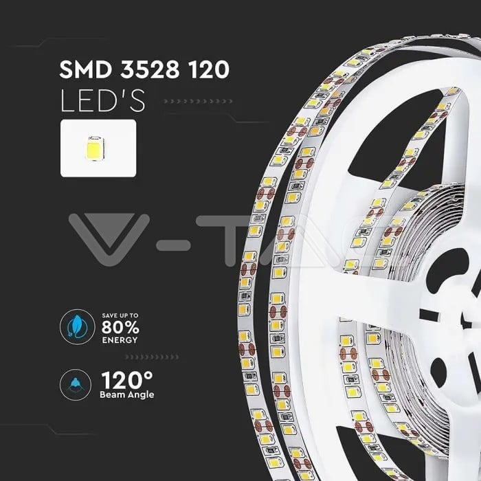 Bandă LED SMD3528 120 LED/m 3000 K IP20 – Iluminat interior cald [7]