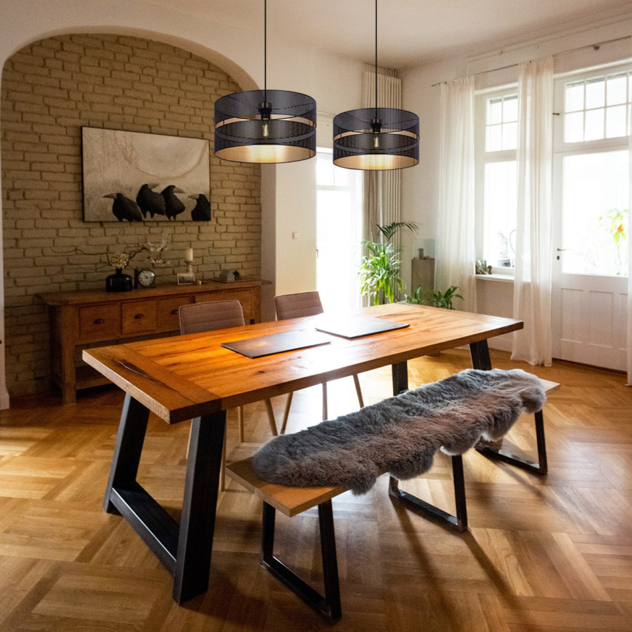 Lampă suspendată K-5501 MALAVI 1xE27 negru auriu [4]