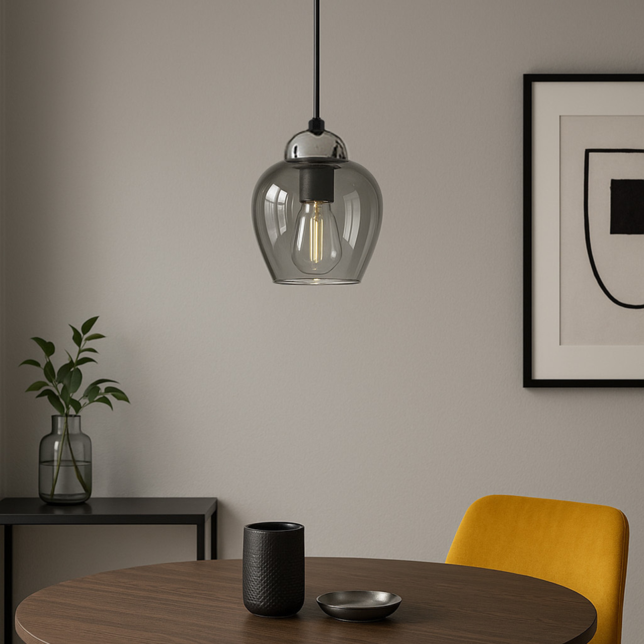 Lampă suspendată K-5610 NIRA 1xE27 negru crom [3]