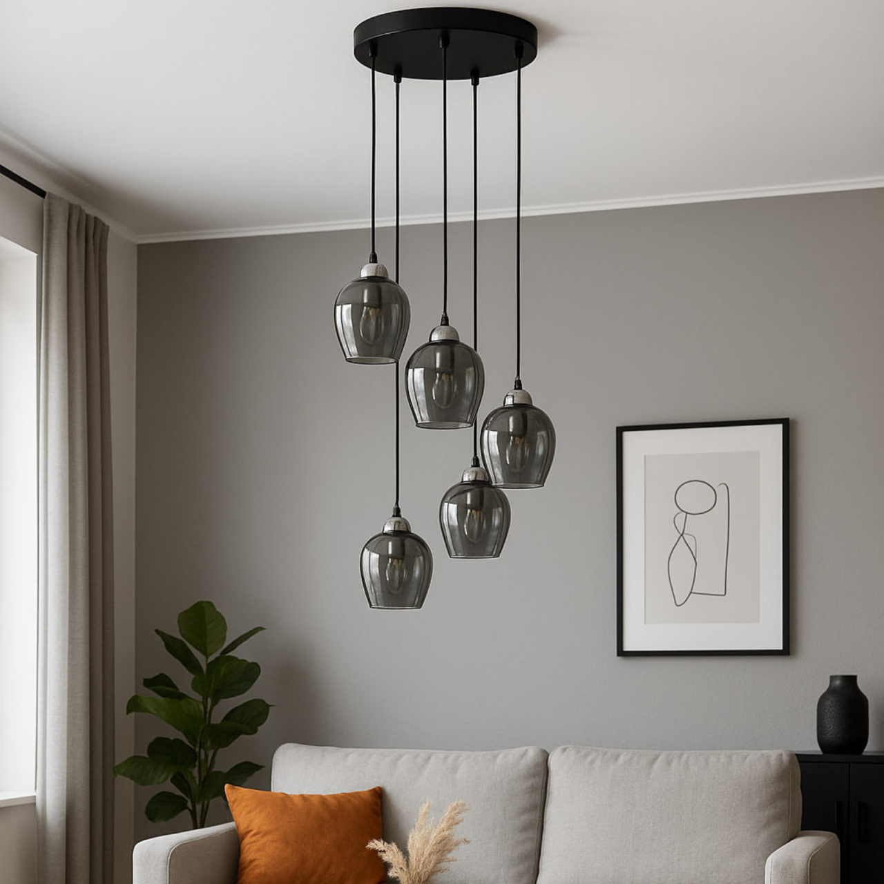 Lampă suspendată K-5612 NIRA 5xE27 negru grafit [4]