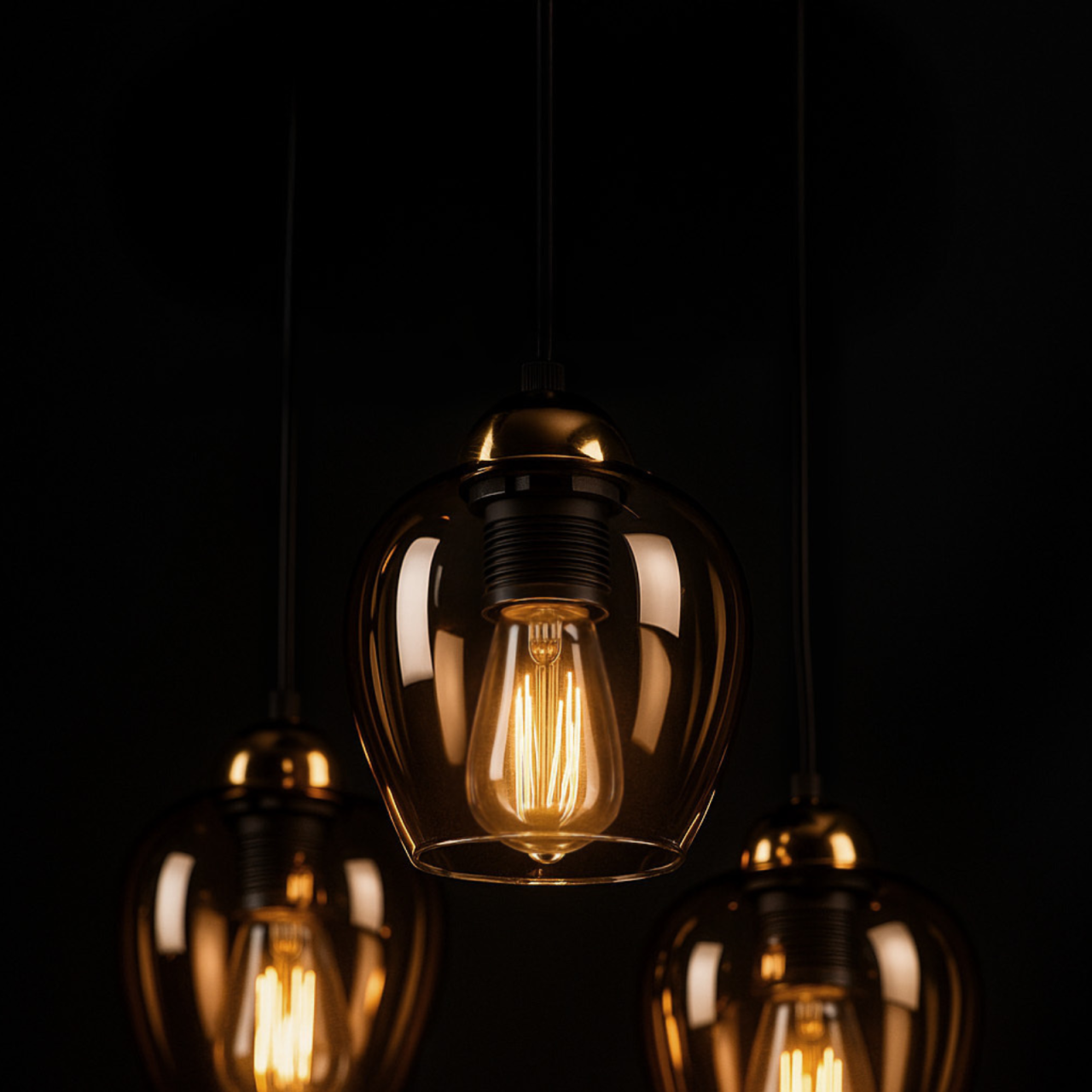 Lampă suspendată K‑5606 TULA 3xE27 – design modern negru‑auriu [2]