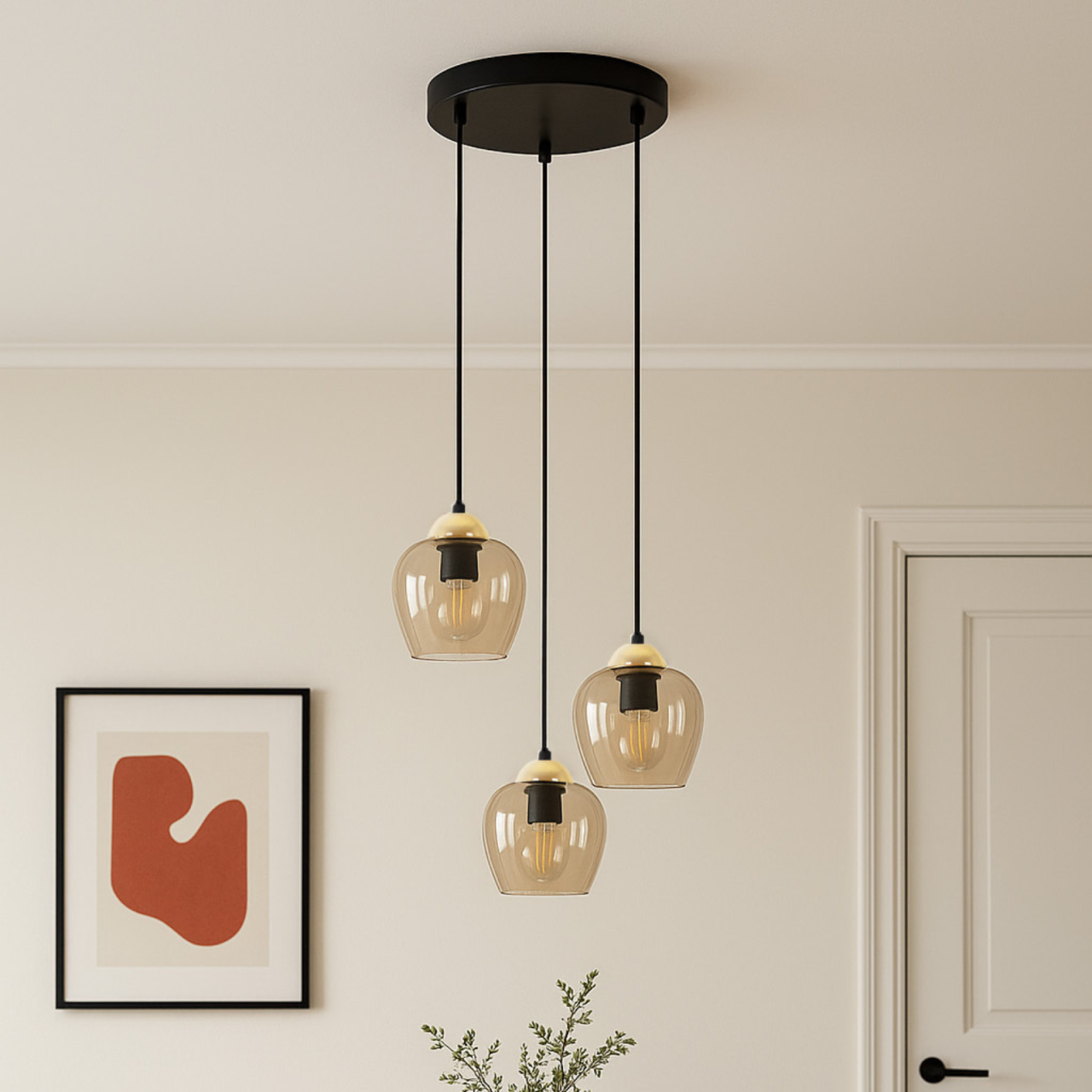 Lampă suspendată K‑5606 TULA 3xE27 – design modern negru‑auriu [4]