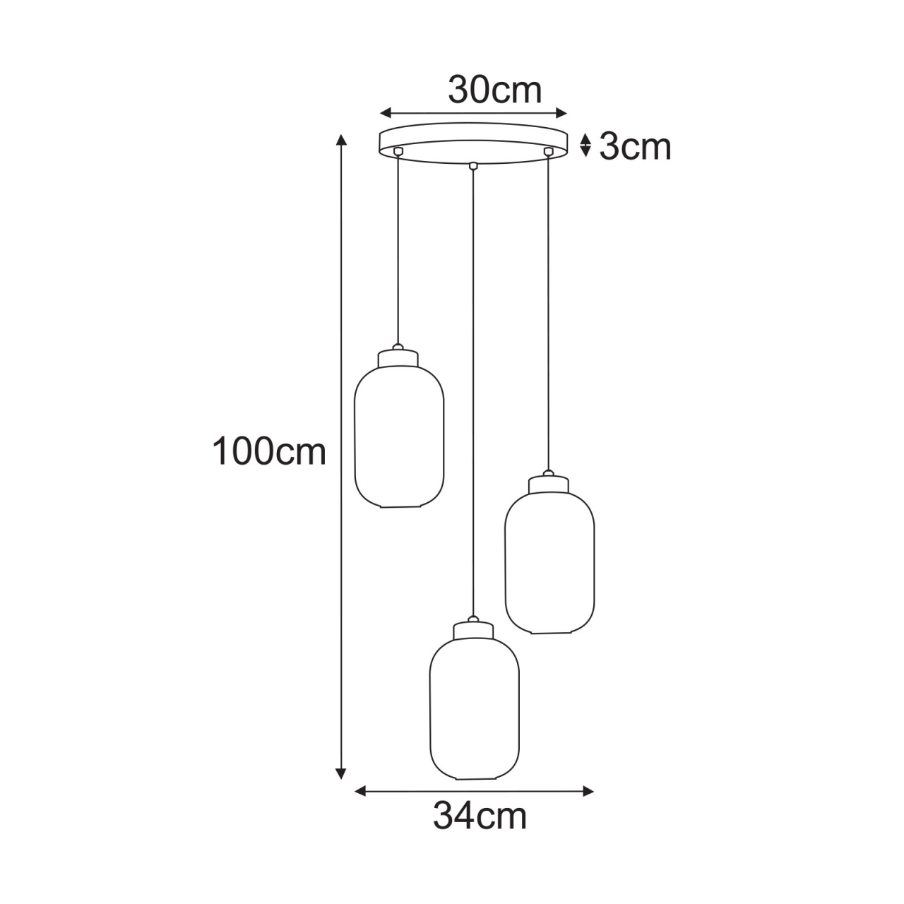 Lampă suspendată K-5735 VILAR 3xE27 negru alb – pendule moderne [2]