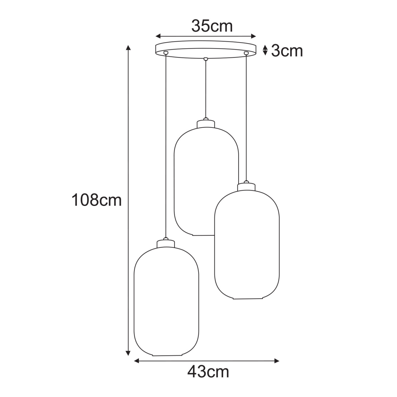 Lampă suspendată K-5736 VILAR 3xE27 negru alb – design modern [2]