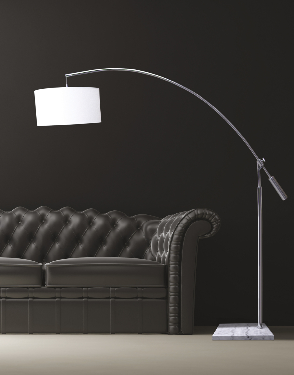 Lampadar modern BIANCA – Crom & Alb, bază din marmură [2]