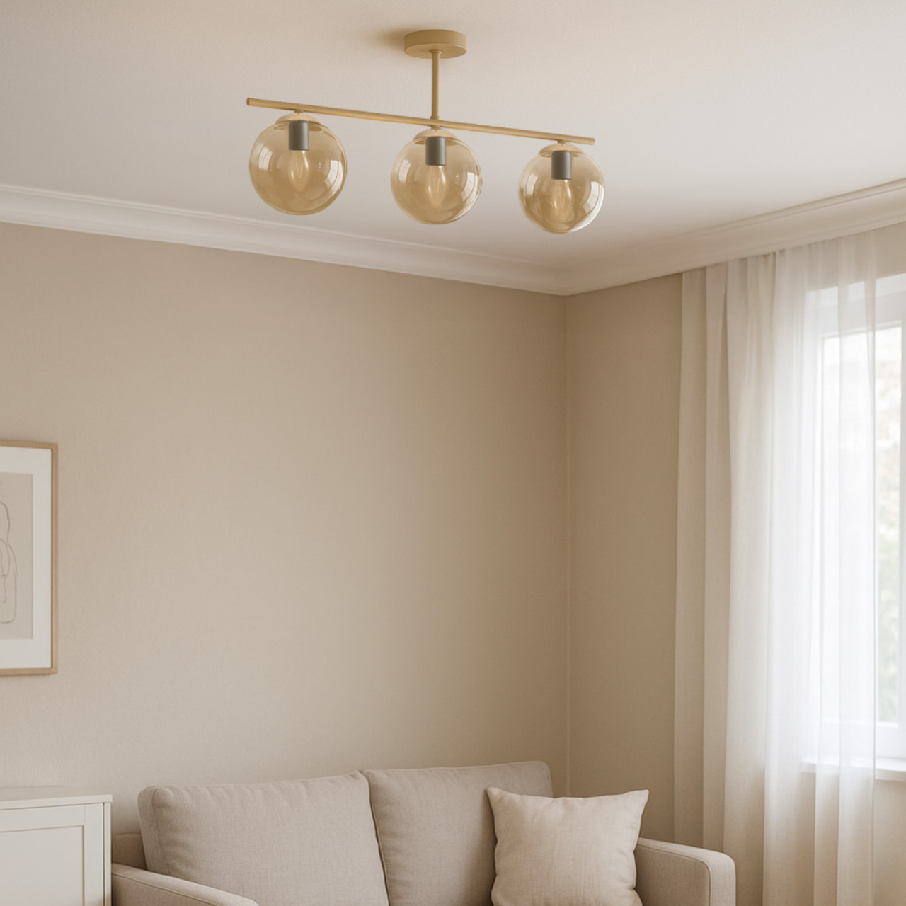 Plafonieră K-5782 FELIX 3xE14 chihlimbar-bej – design modern [2]