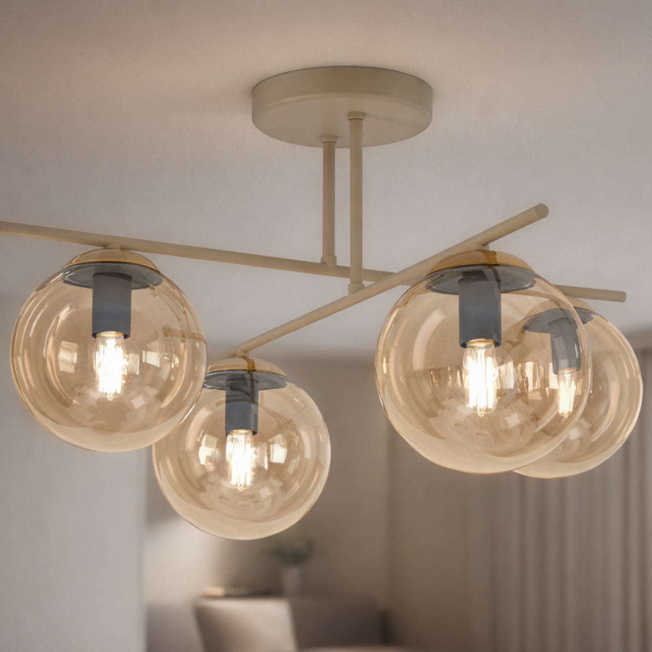 Plafonieră K‑5783 FELIX 4xE14 bej-chihlimbar – lampă de tavan modernă [2]