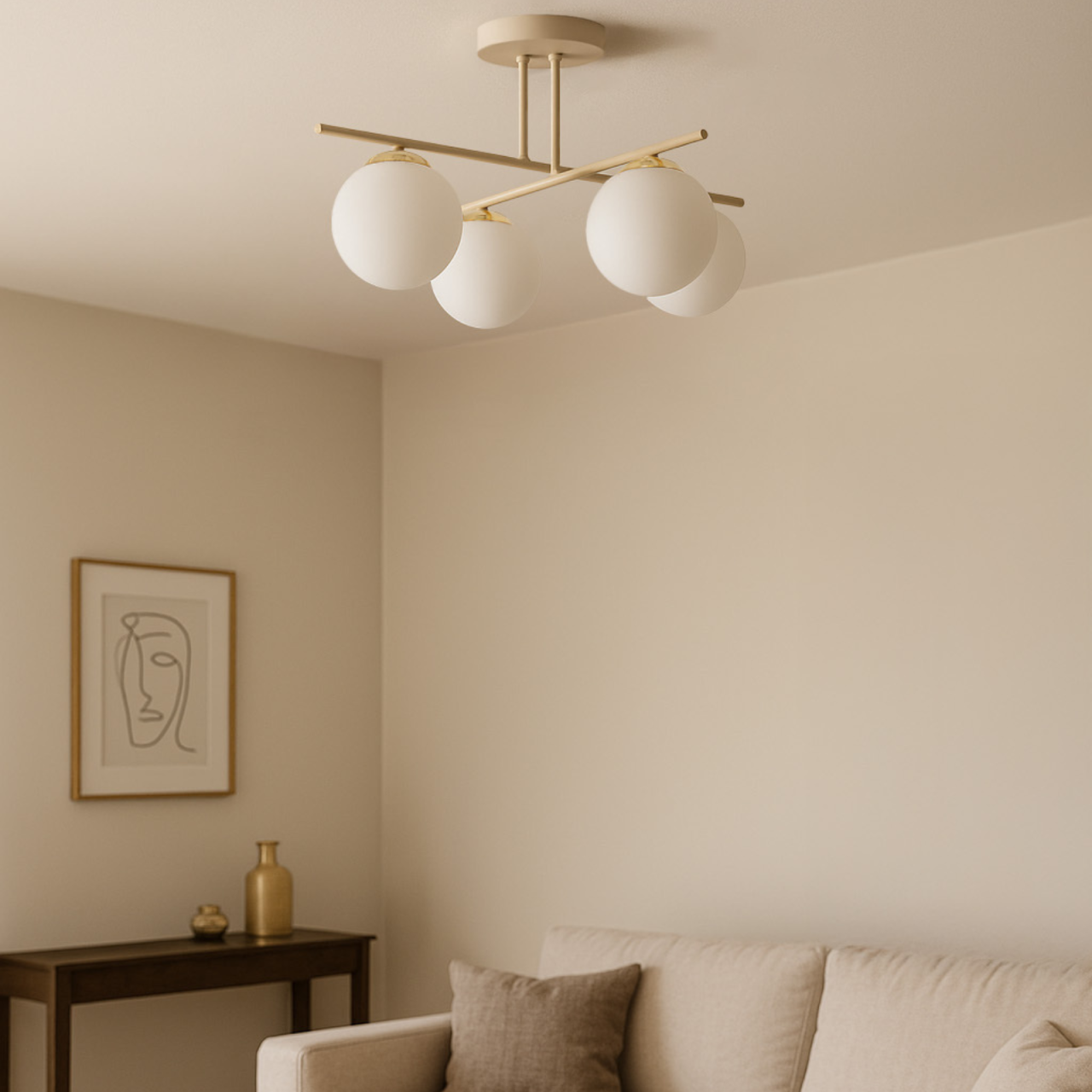 Plafonieră K-5793 SAVIA 4xE14 bej alb auriu – design modern [3]