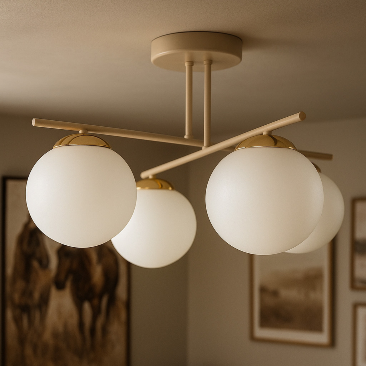 Plafonieră K-5793 SAVIA 4xE14 bej alb auriu – design modern [2]