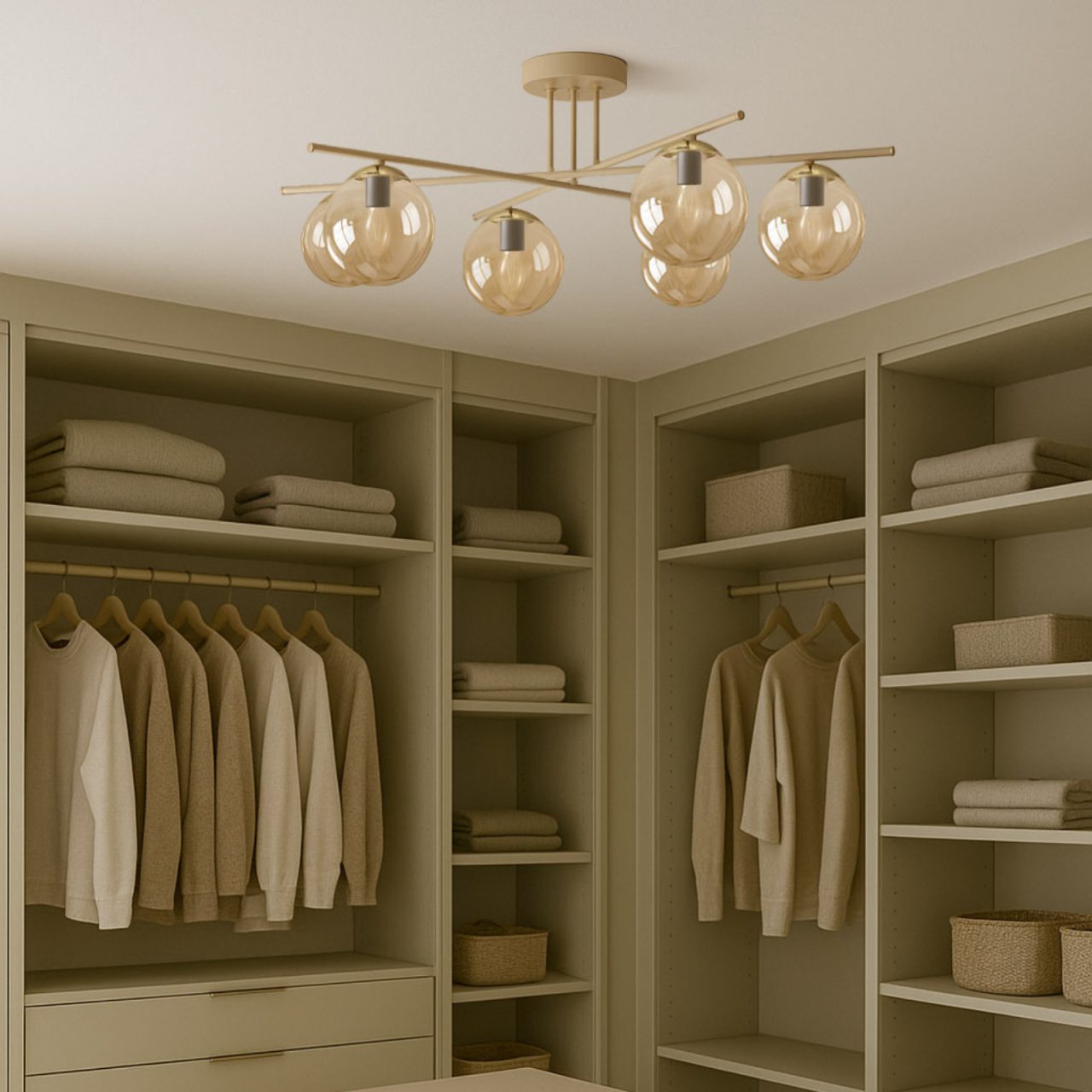 Plafonieră K-5784 FELIX 5xE14 chihlimbar-bej – design modern [5]