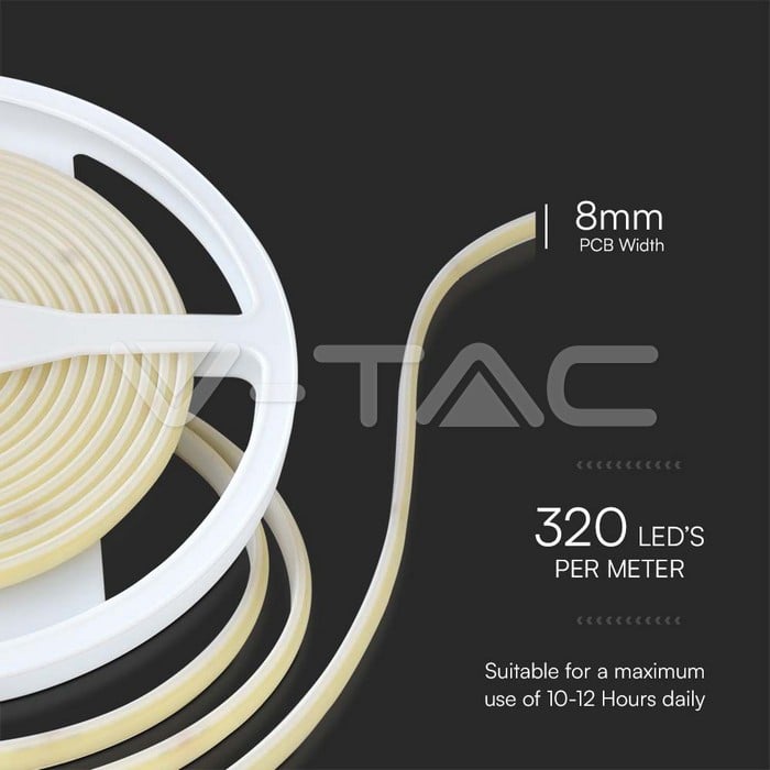 V‑TAC Bandă LED COB 320 LED 10W/m 3000 K IP67 – Iluminat LED rezistent interior / exterior [3]