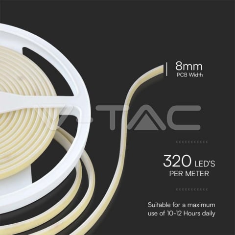 V‑TAC Bandă LED COB 320 LED 10W/m 4000 K IP67 – Iluminat rezistent interior/exterior [4]