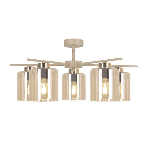 Lustra - Lampă de tavan K-5812 VANES 5xE27 bej auriu – design elegant