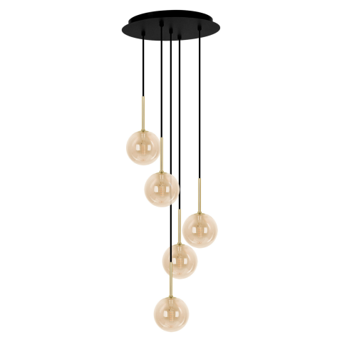 Iluminat decorativ - Lampă suspendată K-5561 GALAXY 5xG9 negru auriu