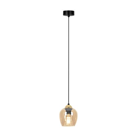 Lustra - Lampă suspendată K-5605 TULA 1xE27 negru auriu chihlimbar