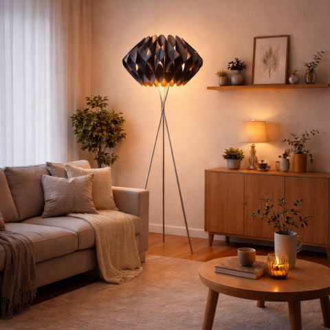 Lampadare - Lampadar Azzardo RUBEN FLOOR GREY gri cu abajur textil AZ2405