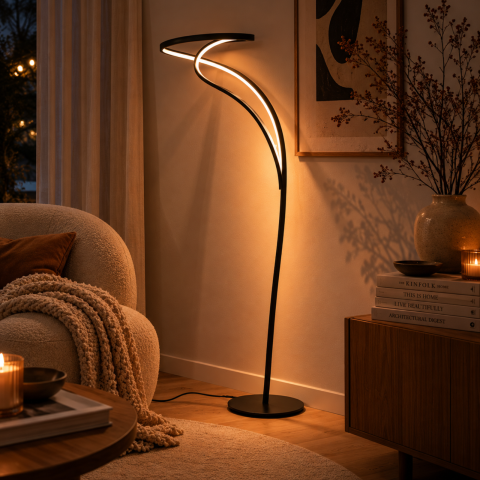 Lampadare - Lampadar LED Azzardo TWIST FLOOR 3-STEP DIMM BK negru mat 3000K AZ5737