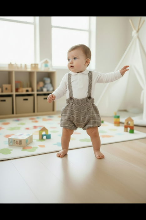 Pantaloni cu bretele Manuell&Frank culoarea Maro [4]