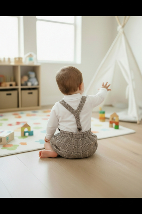 Pantaloni cu bretele Manuell&Frank culoarea Maro [3]