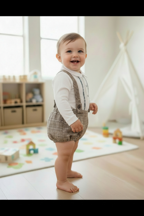 Pantaloni cu bretele Manuell&Frank culoarea Maro [2]