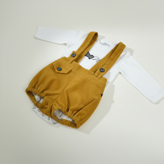 Pantaloni cu bretele Manuell&Frank culoarea Mustar [6]