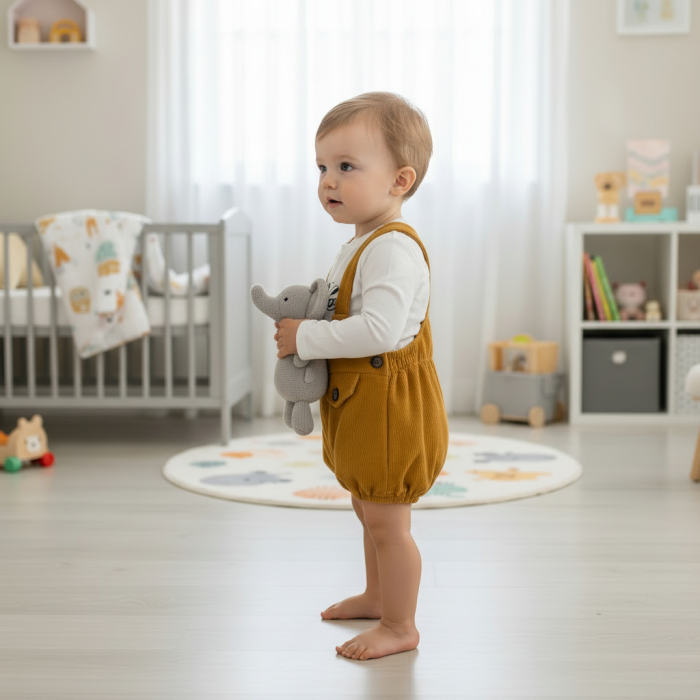 Pantaloni cu bretele Manuell&Frank culoarea Mustar [2]