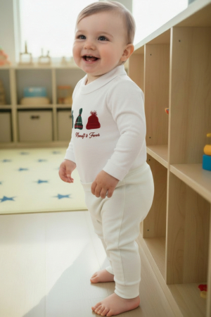 Manuel&Frank - Body alb cu model Manuell&Frank pentru bebelusi de 6 luni