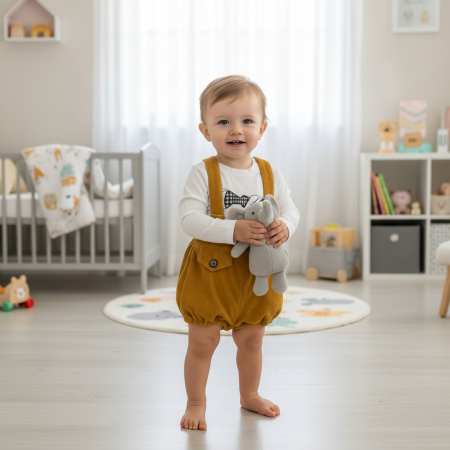 Manuel&Frank - Pantaloni cu bretele Manuell&Frank culoarea Mustar