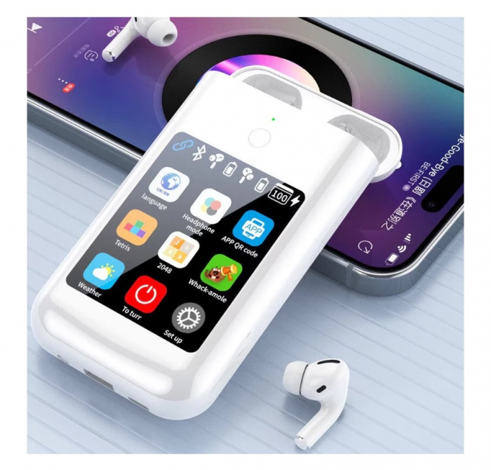 Casti Wireless CELhome, cu Display LCD 2.8” Touch si Baterie Externa Integrata Portabila, 8000mAH, Bluetooth, Alba [15]