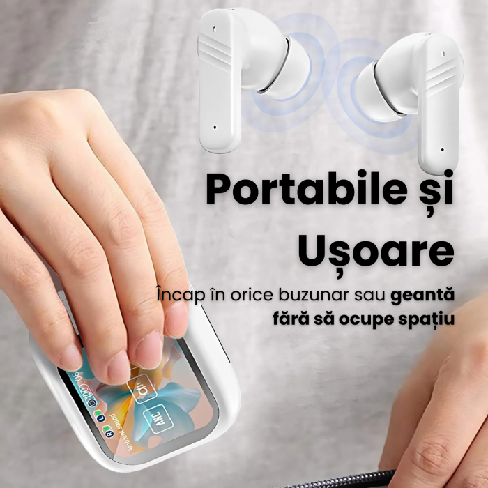 Casti Wireless CELhome Ecran Tactil LED, ANC, 5 Ecrane Prestabilite, ENC pentru Apeluri, Bluetooth 5.4, Sunet HIFI 3D Surround, 3 Moduri Audio, Autonomie Mare, Design Ergonomic [11]