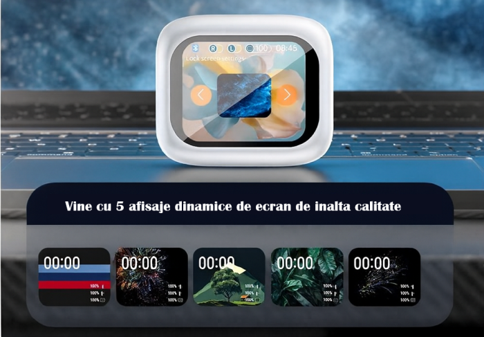 Casti Wireless Inteligente CELhome cu Ecran Tactil 2.01 inch, Bluetooth 5.4, Reducere Dubla a Zgomotului ANC si ENC, Sunet Stereo HD, Autonomie 5 Ore, Cu Cablu Incarcare si 3 Seturi de dopuri din sili [9]