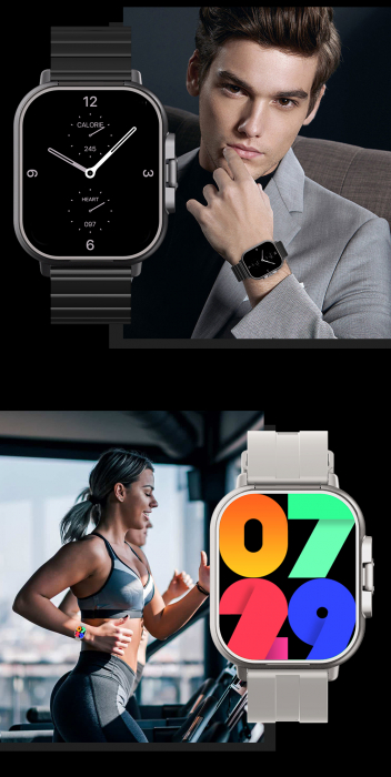 Ceas Smartwatch cu Casti Bluetooth Incorporate, Curea Silicon, 2 in 1, CELhome D8, Ritm Cardiac, Tensiune Arteriala, Monitorizarea Somnului, Fitness, Negru + 1 x Curea Metalica [5]
