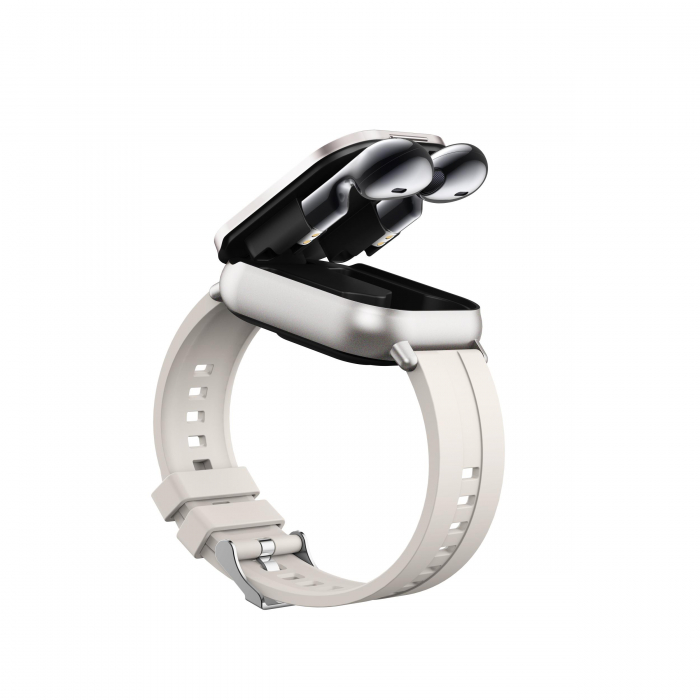 Ceas Smartwatch cu Casti Bluetooth Incorporate, Curea Silicon, 2 in 1, CELhome D8, Ritm Cardiac, Tensiune Arteriala, Monitorizarea Somnului, Fitness, Silver + 1 x Curea Metalica [7]