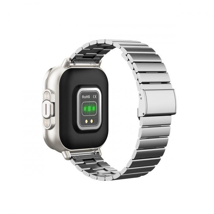 Ceas Smartwatch cu Casti Bluetooth Incorporate, Curea Silicon, 2 in 1, CELhome D8, Ritm Cardiac, Tensiune Arteriala, Monitorizarea Somnului, Fitness, Silver + 1 x Curea Metalica [15]