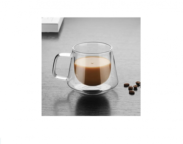 Ceasca Cafea 200 ml, Sticla cu Pereti Dubli, Termorezistenta, Model Rotund, Mesaj Coffee - CELhome [3]
