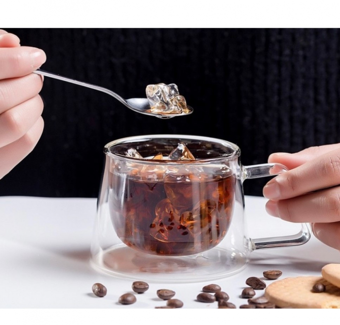 Ceasca Cafea 200 ml, Sticla cu Pereti Dubli, Termorezistenta, Model Rotund, Mesaj Coffee - CELhome [7]