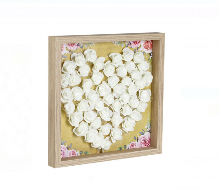 Cutie decorativa din Lemn cu Trandafiri Albi 30x3.5x30cm [2]
