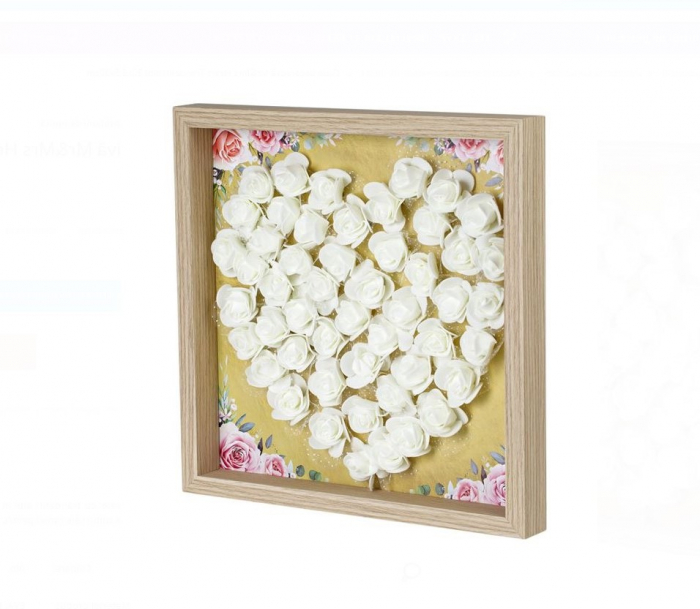 Cutie decorativa din Lemn cu Trandafiri Albi 30x3.5x30cm [5]