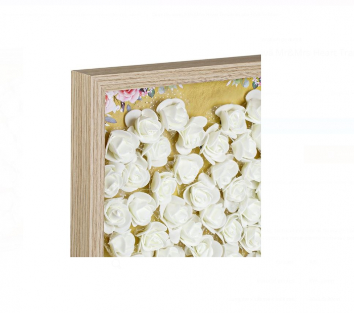 Cutie decorativa din Lemn cu Trandafiri Albi 30x3.5x30cm [4]