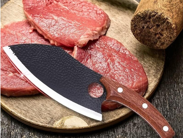 Cutit tip satar pentru transat carne si tocat legume cu teaca din piele, lama 165 mm, lungime 285 mm, 306 g, maner 120 mm [2]