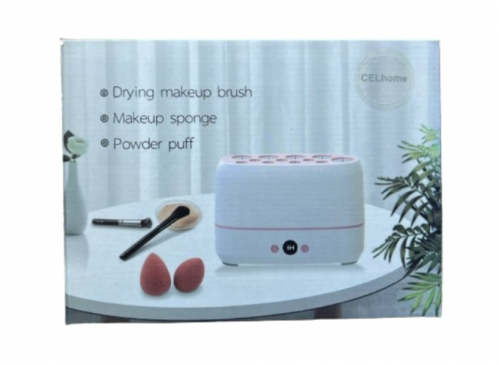 Dispozitiv de Uscare Perii, Pensule si Bureti de Machiaj CELhome, ABS, Silicon, Alimentare USB, 55x39x59CM, Alb [9]