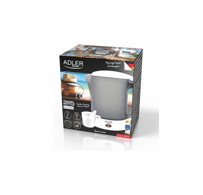 Fierbator electric portabil Adler 0.6L, 600W, plastic rezistent, oprire automata, ideal pentru calatorii si birou [7]