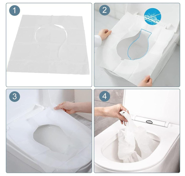Hartie Protectie pentru Scaun WC, Flushable, de Unica Folosinta – Set Igienic pentru Toalete Publice, Calatorii si Scoala [5]