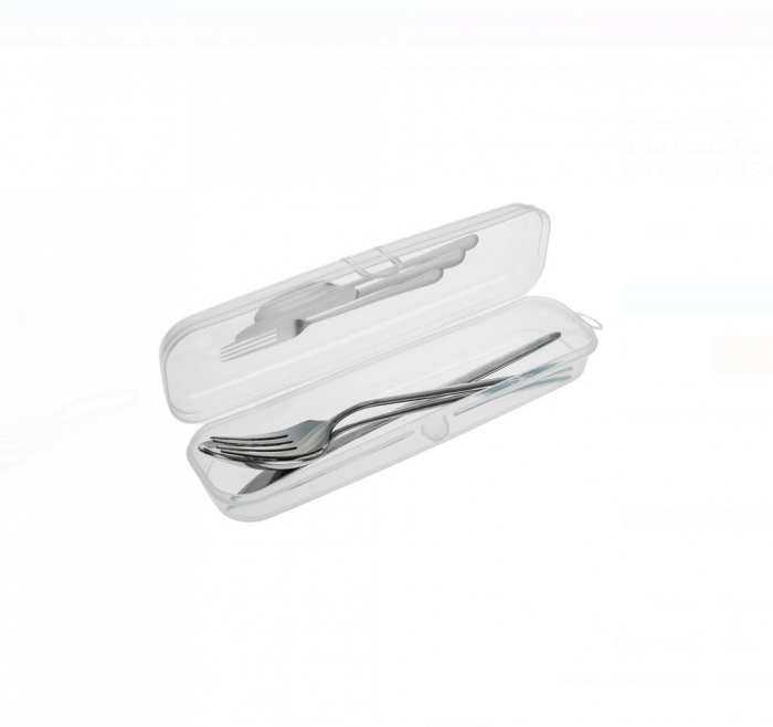 Husa Portabila din Plastic Transparenta pentru Tacamuri, CELhome, 23.6x7x4.15cm [2]