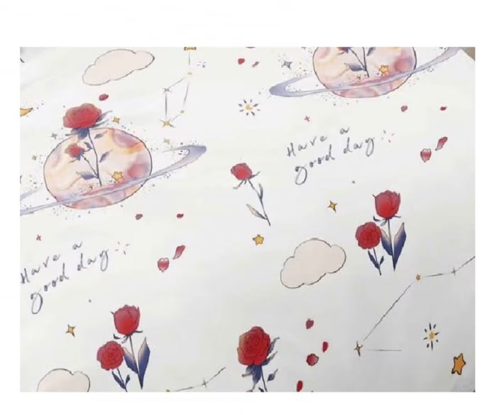 Lenjerie de pat 4 piese CELhome, bumbac satinat, model Univers Floral – Cearceaf pat cu elastic 180 x 200 cm, Cearceaf pilota 200 x 230 cm, 2 Fete de perna 55 x 75 cm [6]
