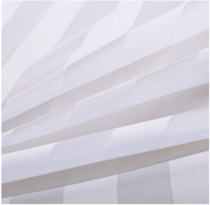Lenjerie de pat 4 piese din damasc premium, pat dublu, 200x230 cm, cearceaf fara elastic, 2 fete de perna 50x70 cm, alb elegant [5]
