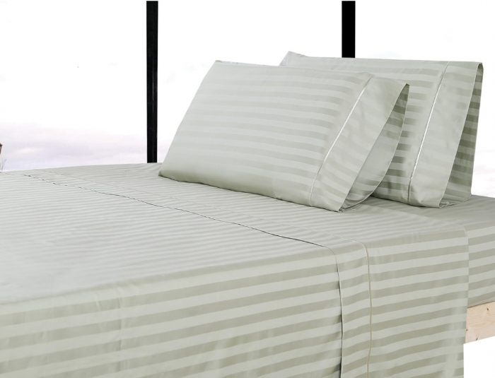 Lenjerie de pat 4 piese din damasc premium, pat dublu, 200x230 cm, cearceaf fara elastic, 2 fete de perna 50x70 cm, gri elegant [5]