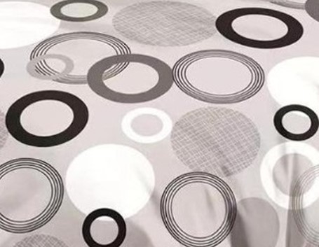 Lenjerie de pat 6 piese cu doua fete – CELhome – Cearceaf pilota 200 x 230 cm, Cearceaf de pat cu elastic 180 x 200 cm, 2 Fete de perna 70 x 70 cm, 2 Fete de perna 55 x 75 cm, Model Cercuri, Gri [6]