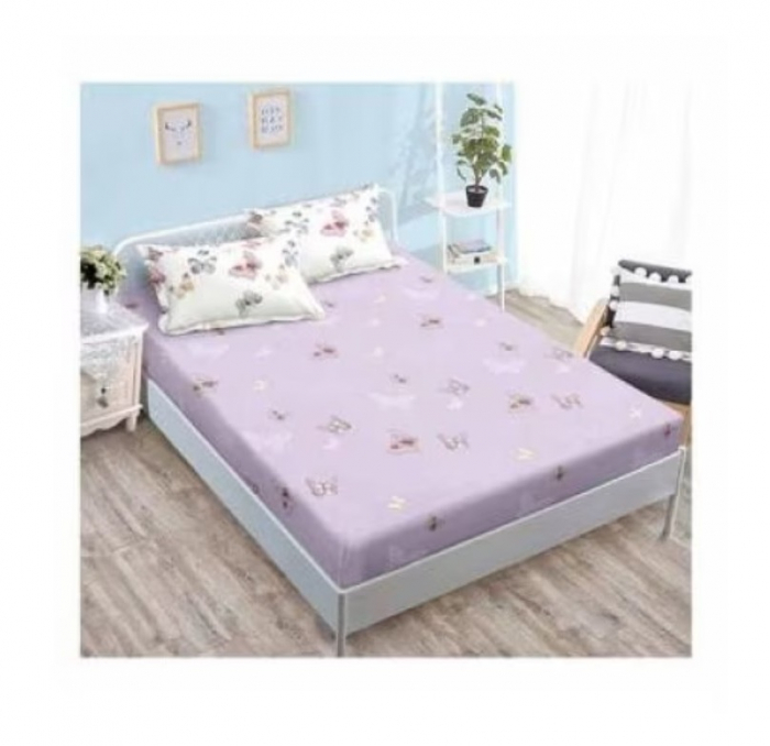 Lenjerie de pat 6 piese cu doua fete – CELhome – Cearceaf pilota 200 x 230 cm, Cearceaf de pat fara elastic 240 x 250 cm, 2 Fete de perna 70 x 70 cm, 2 Fete de perna 55 x 75 cm, Model Fluturi, Violet- [3]